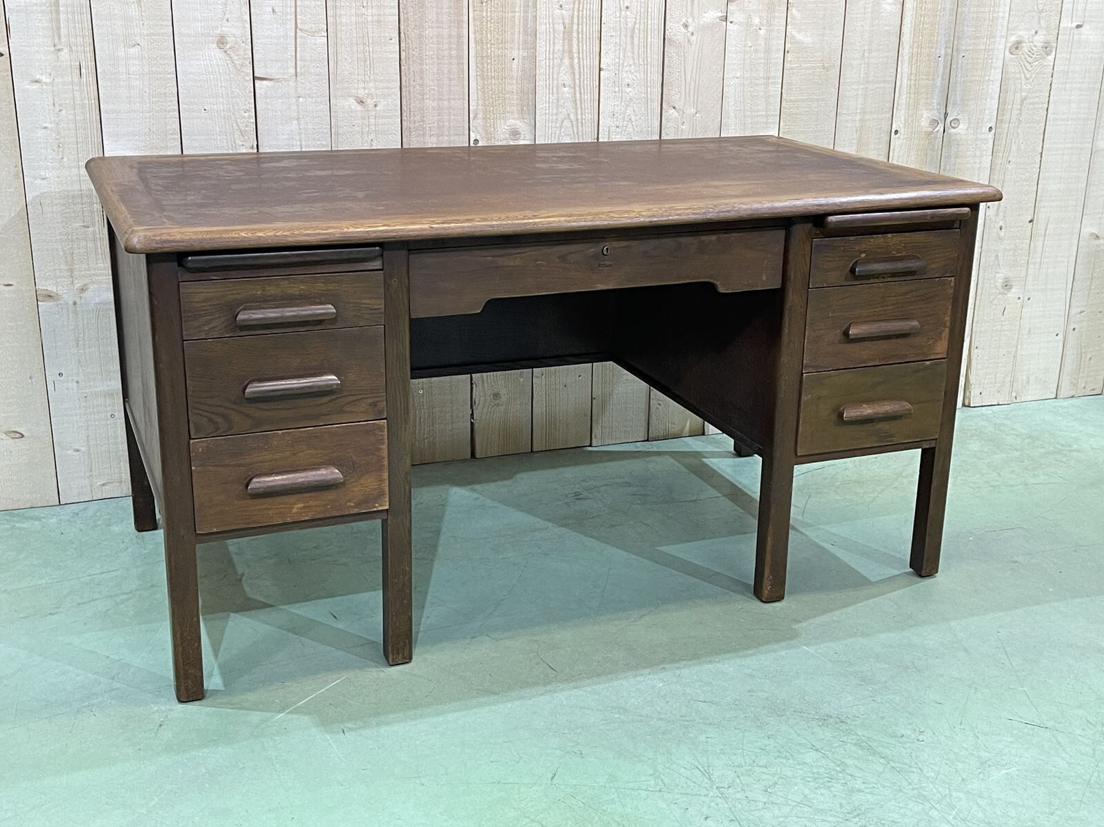 60s English flat desk in oak