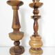 Set of 4 turned wooden candle holders