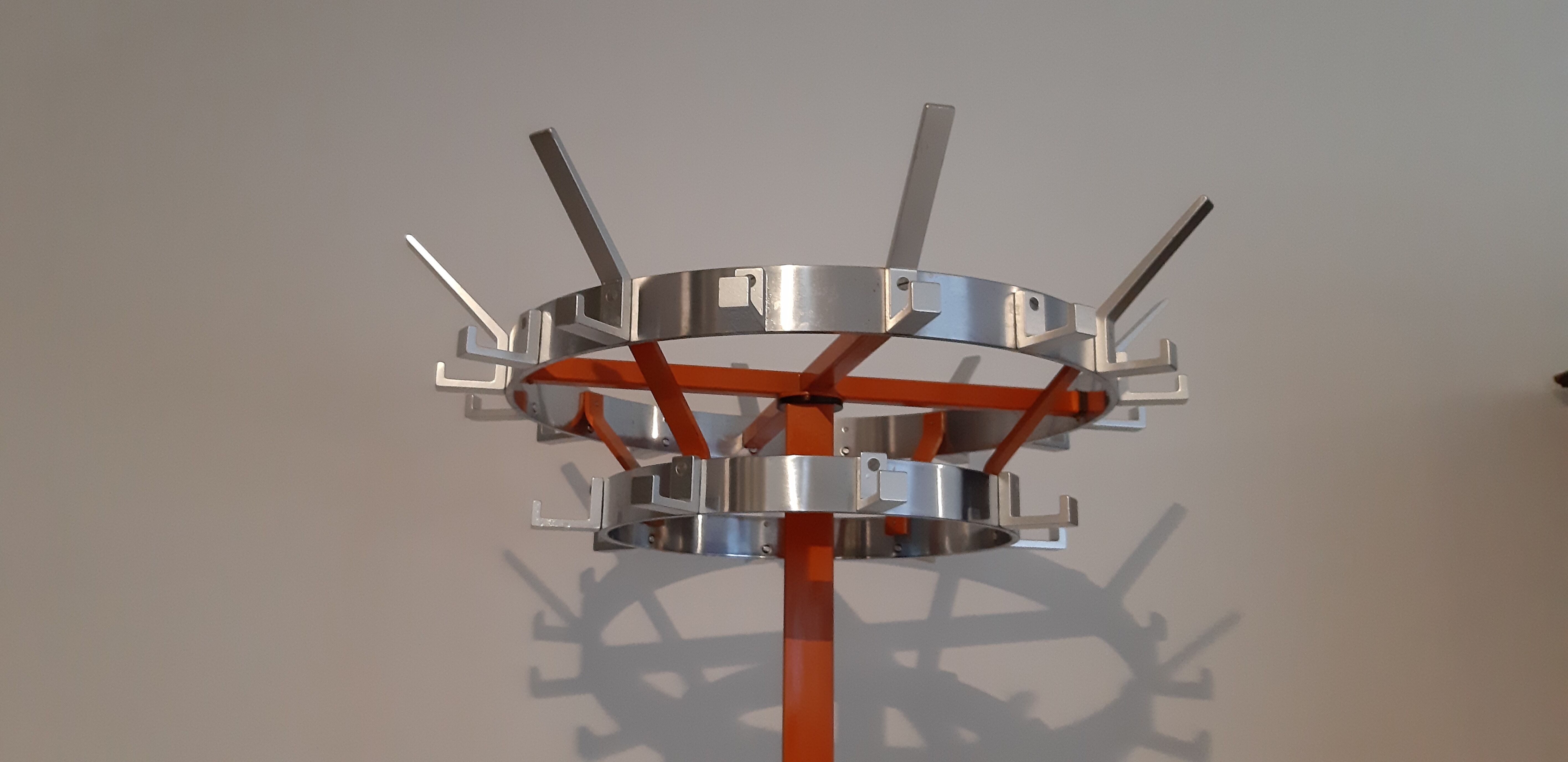 Coat rack vintage wrought iron orange and chrome