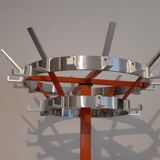 Porte manteaux vintage fer forgé orange et chrome