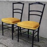 Pair of Napoleon III chairs in blackened wood
