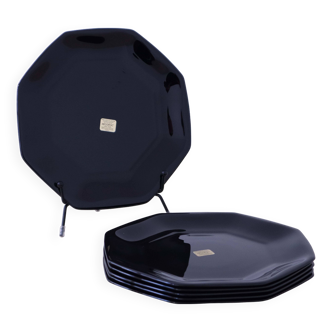 6 Assiettes à desserts "Octime" noir  Arcoroc