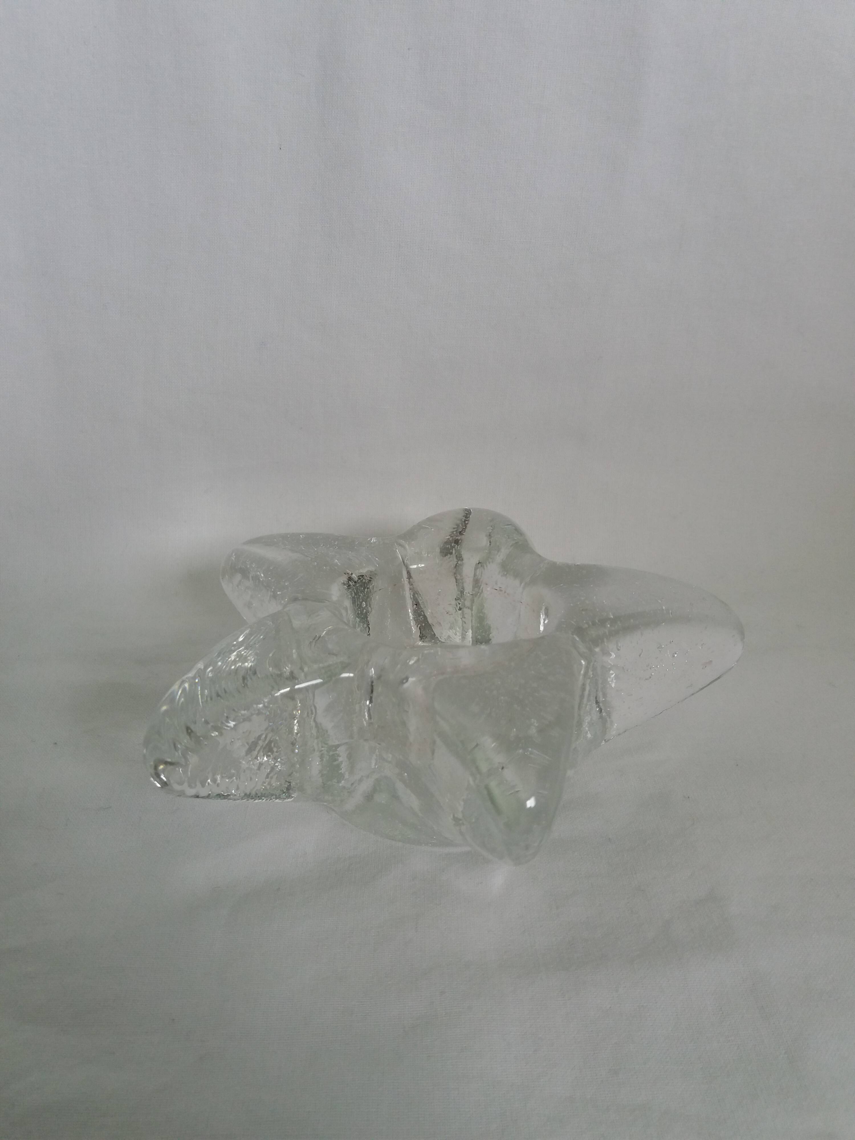 Star candle holder in glass or bubbled crystal, Biot type