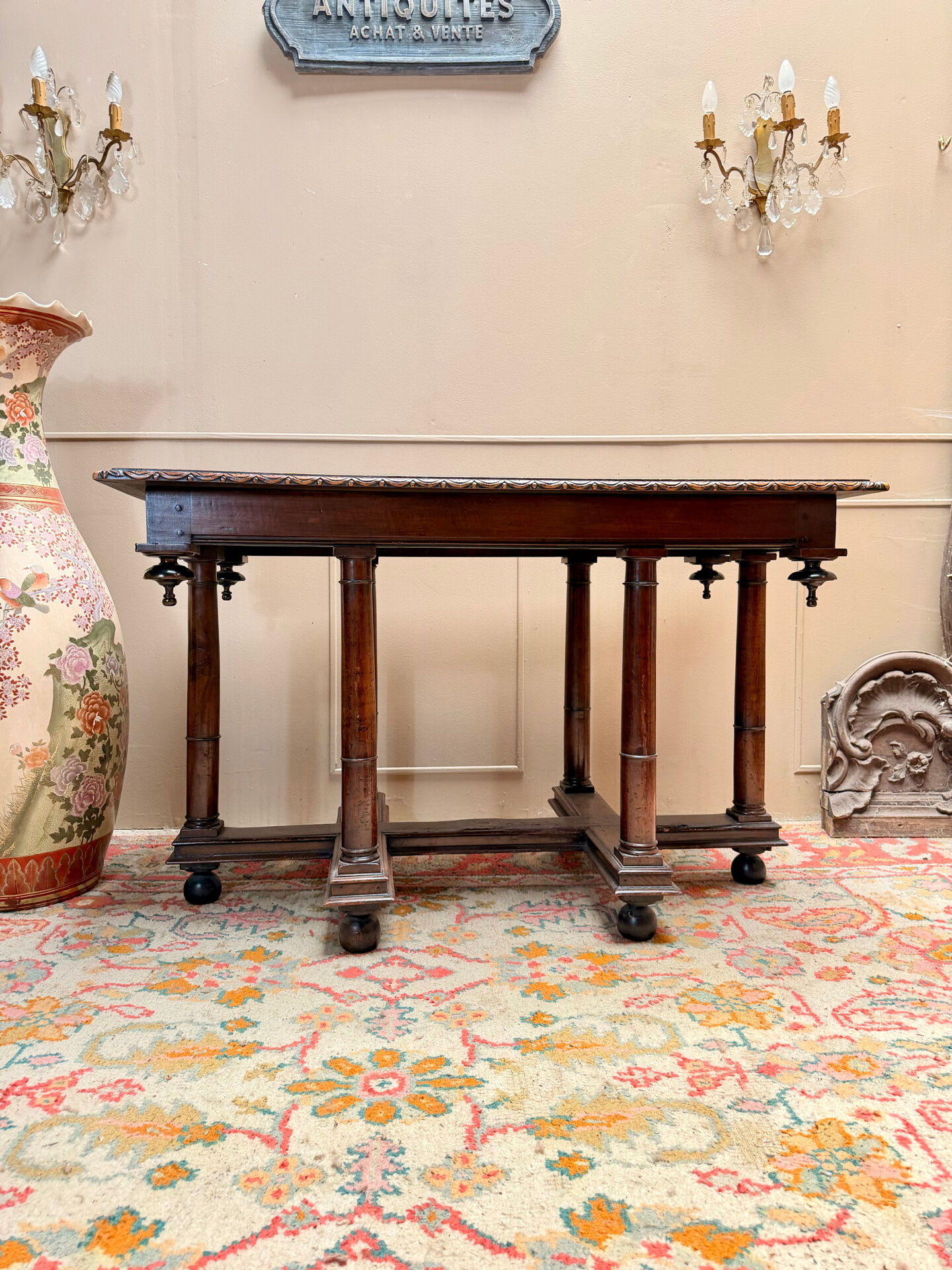 TABLE RENAISSANCE EN CROIX DE LORRAINE EN NOYER XVIII EME SIÈCLE