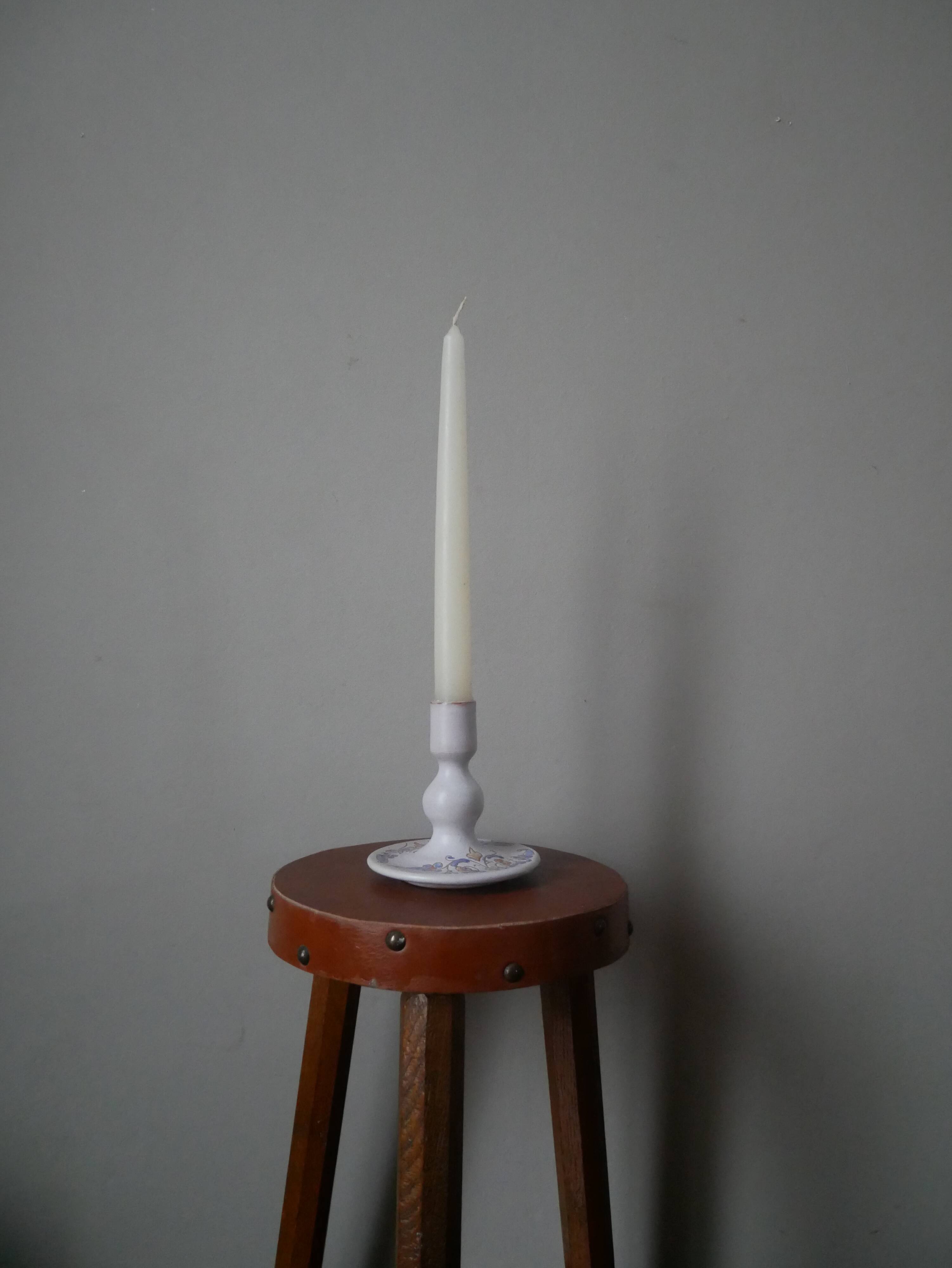 Hand painted ceramic candle holder slow craftsmanship countryside decoration candlestick