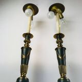 Vintage dutch brass and green table lamps from kullmann, 1970s, set of 2 table lamps. baroque