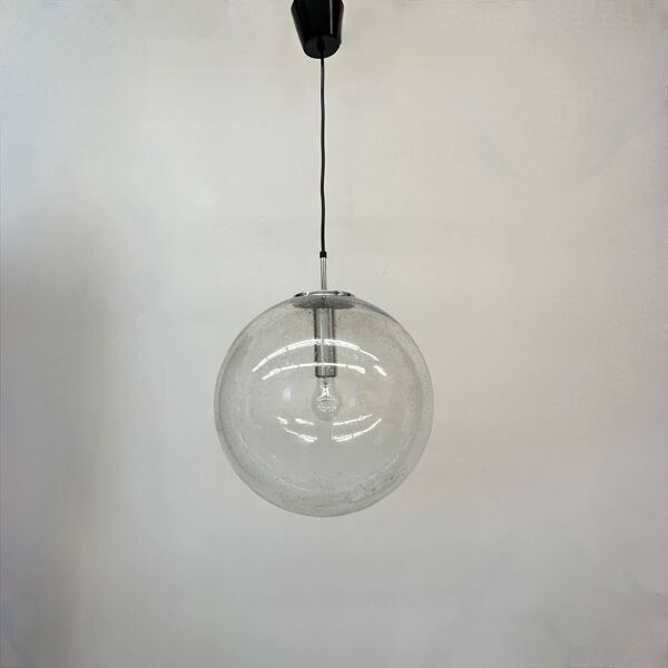 Grande lampe suspendue globe Limburg Glashütte années 1970 Allemagne