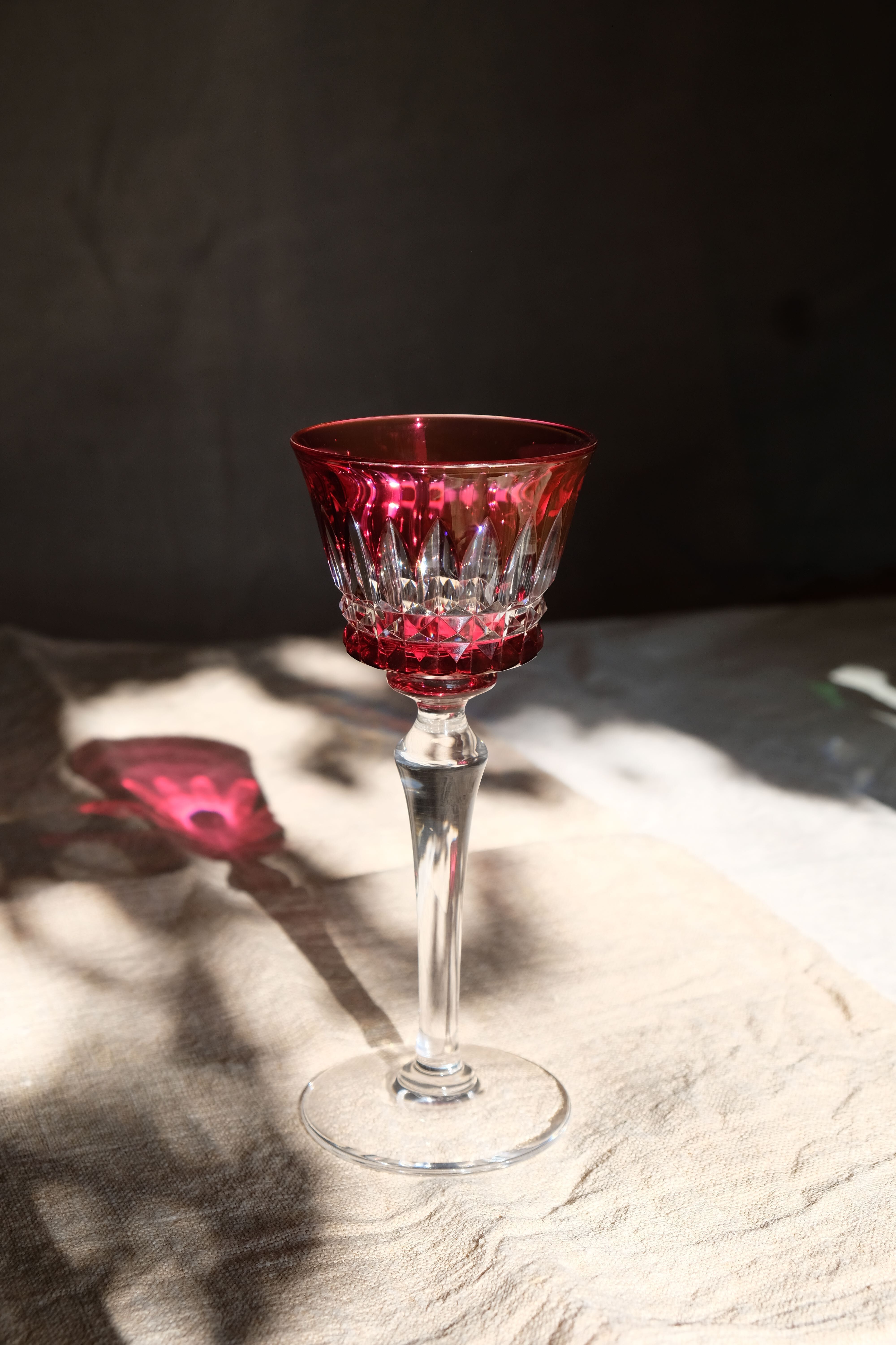 6 Baccarat glasses Piccadilly Model in colored crystal