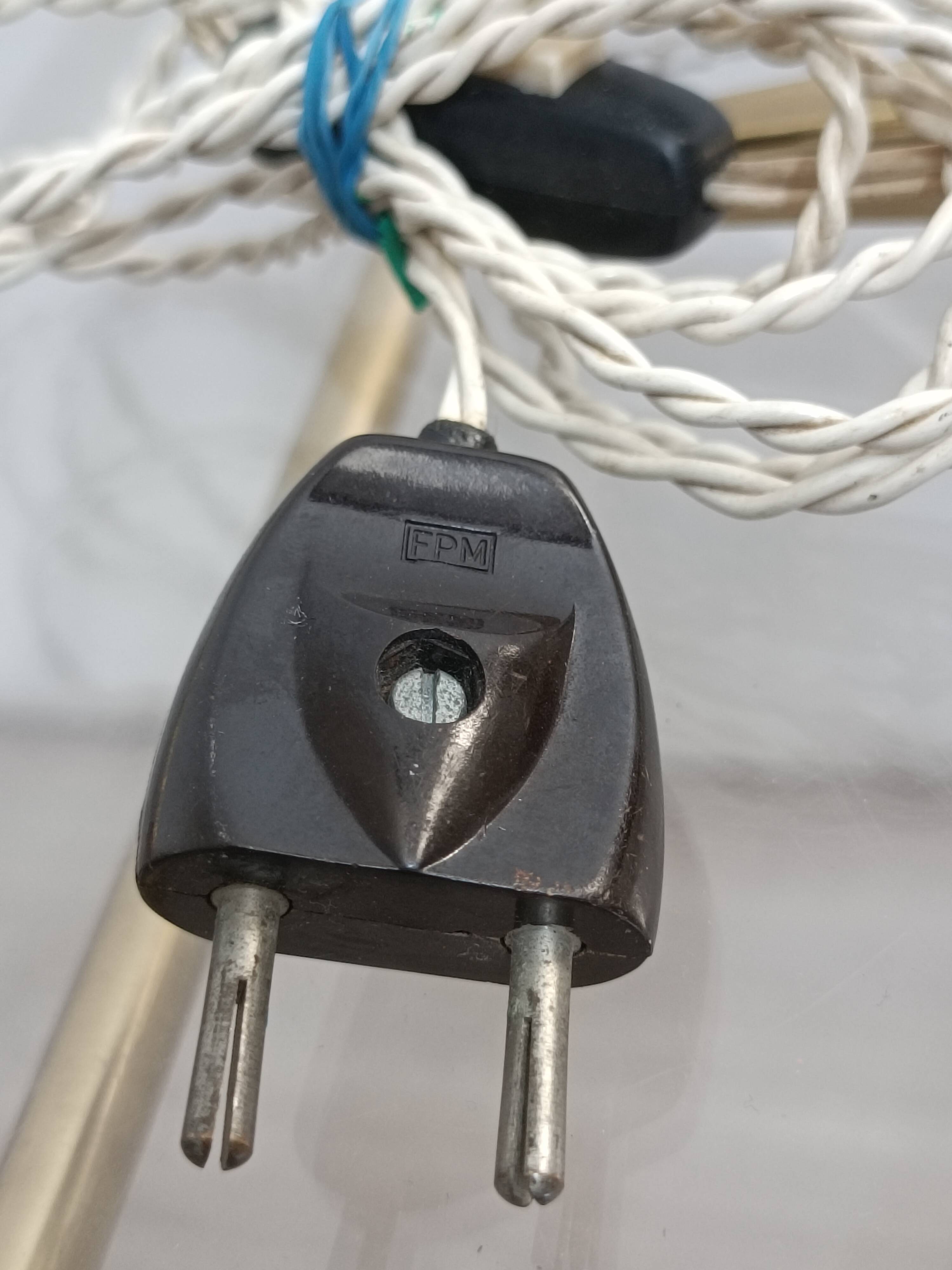 Leather-covered brass table lamp by Jacques Adnet 1950s