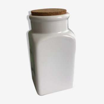 White jar with cork stopper