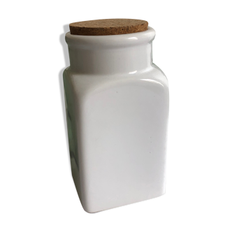 White jar with cork stopper