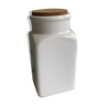 White jar with cork stopper