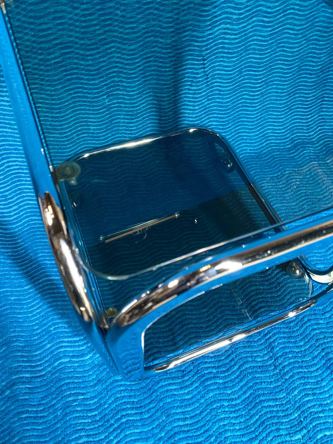 Vintage 1970 rectangular chrome oval profile rolling dessert trolley 2