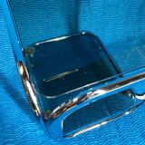 Vintage 1970 rectangular chrome oval profile rolling dessert trolley 2
