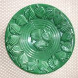 Plat vert décor feuilles 32,5 cm