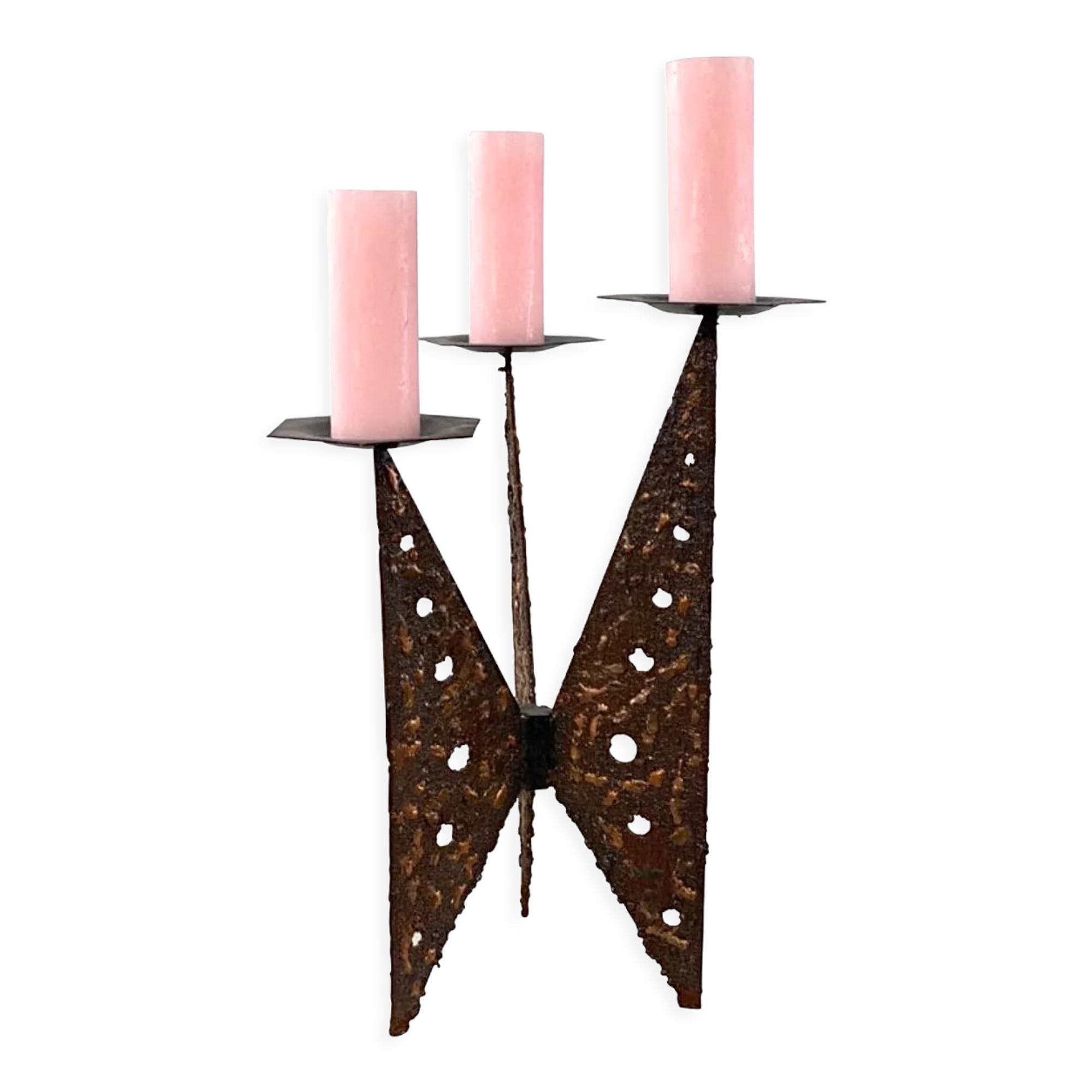 Impressive brutalist 3 candle holder