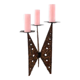 Impressive brutalist 3 candle holder