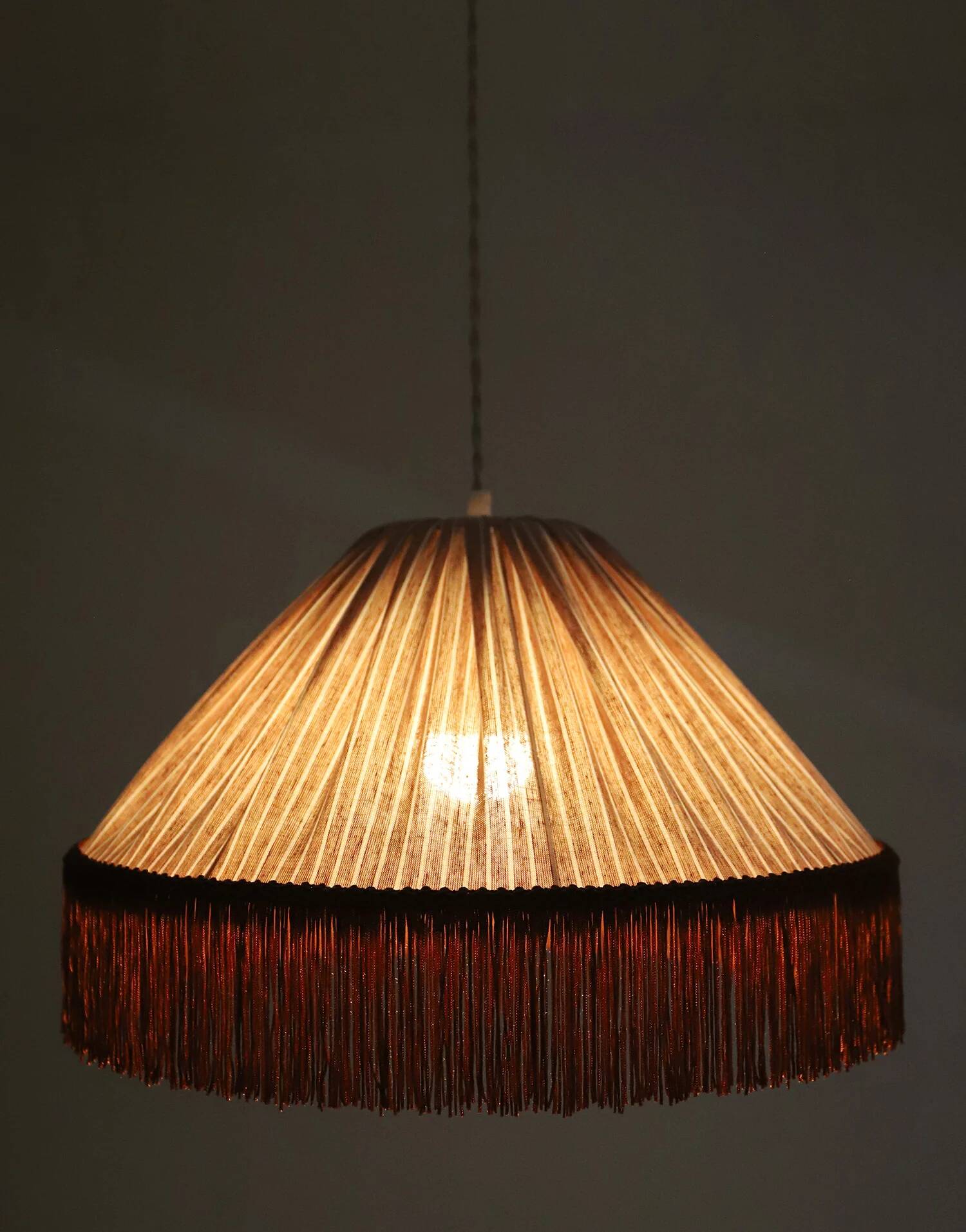 Beautiful suspension — earth stripes, bohemian fringes
