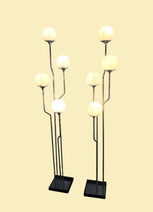 Lot de deux lampadaires italiens en chrome Goffredo Reggiani des années 1960