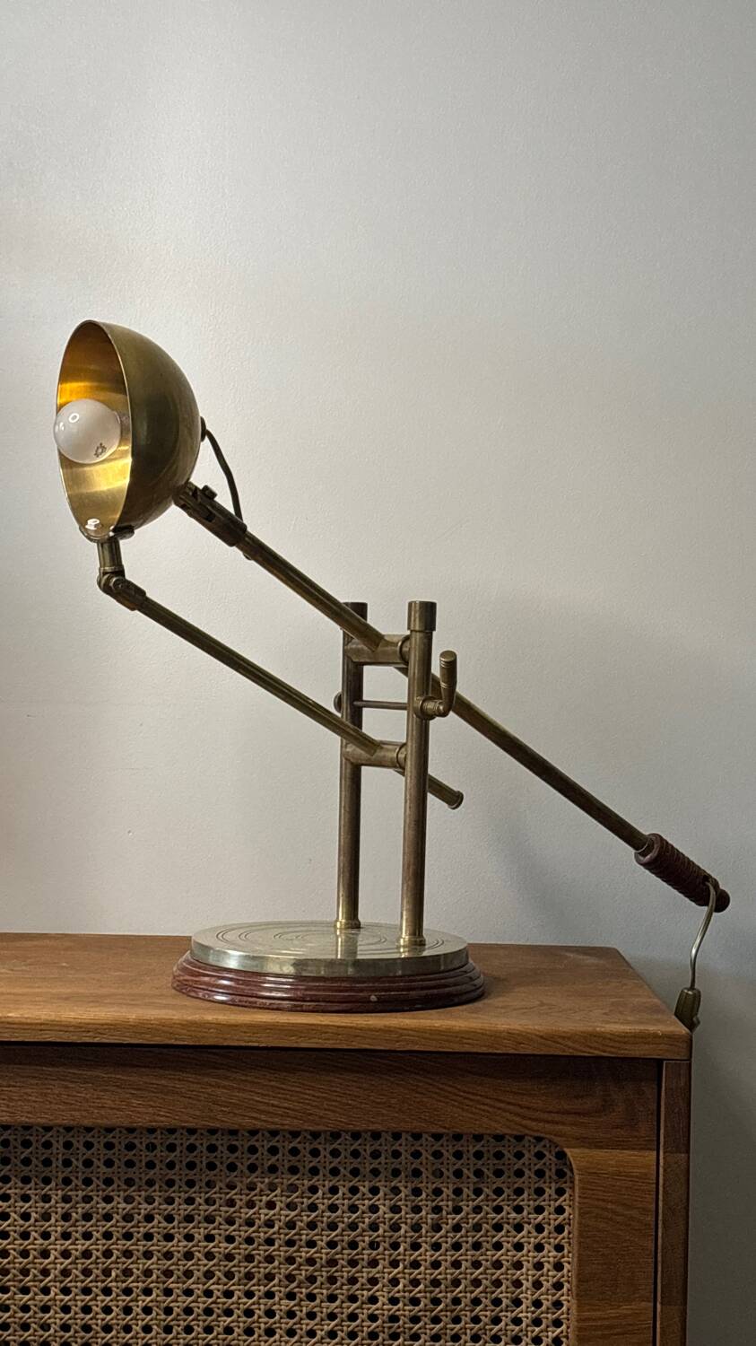 Adjustable brass desk lamp 1940s France