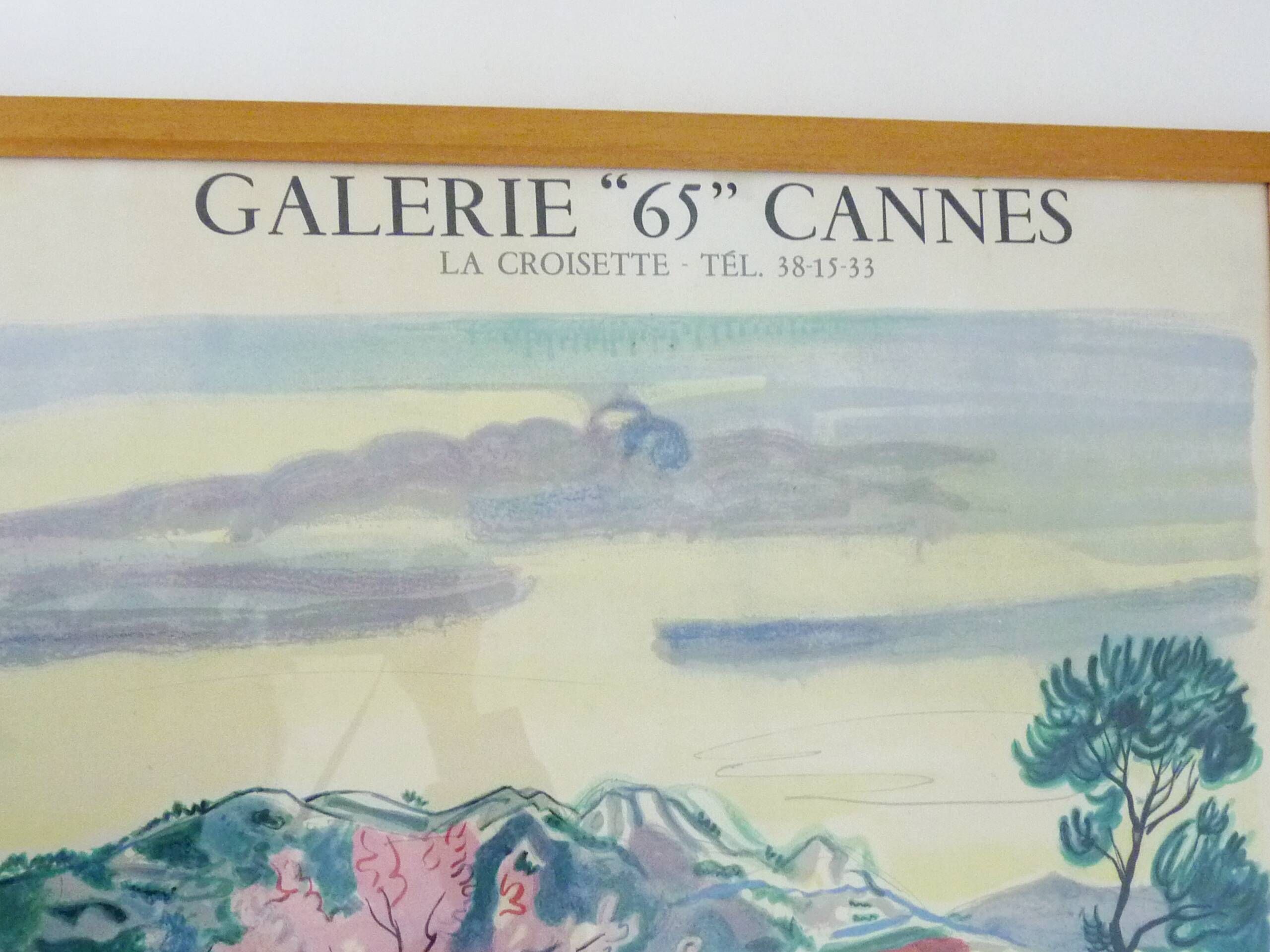 Original lithographic poster Galerie 65 - La Croisette Cannes By Yves Brayer 1972