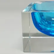 1960s stunning blue ashtray or catchall by Flavio Poli for Seguso. Made in Italy