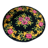 Tapis rond vintage en laine 150cm années 70