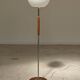 Modernist floor lamp in teak, chrome metal, opaline, Czechoslovakia 60s