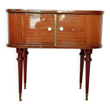 Petit meuble vintage Mid Century-façade arrondie et détails laiton