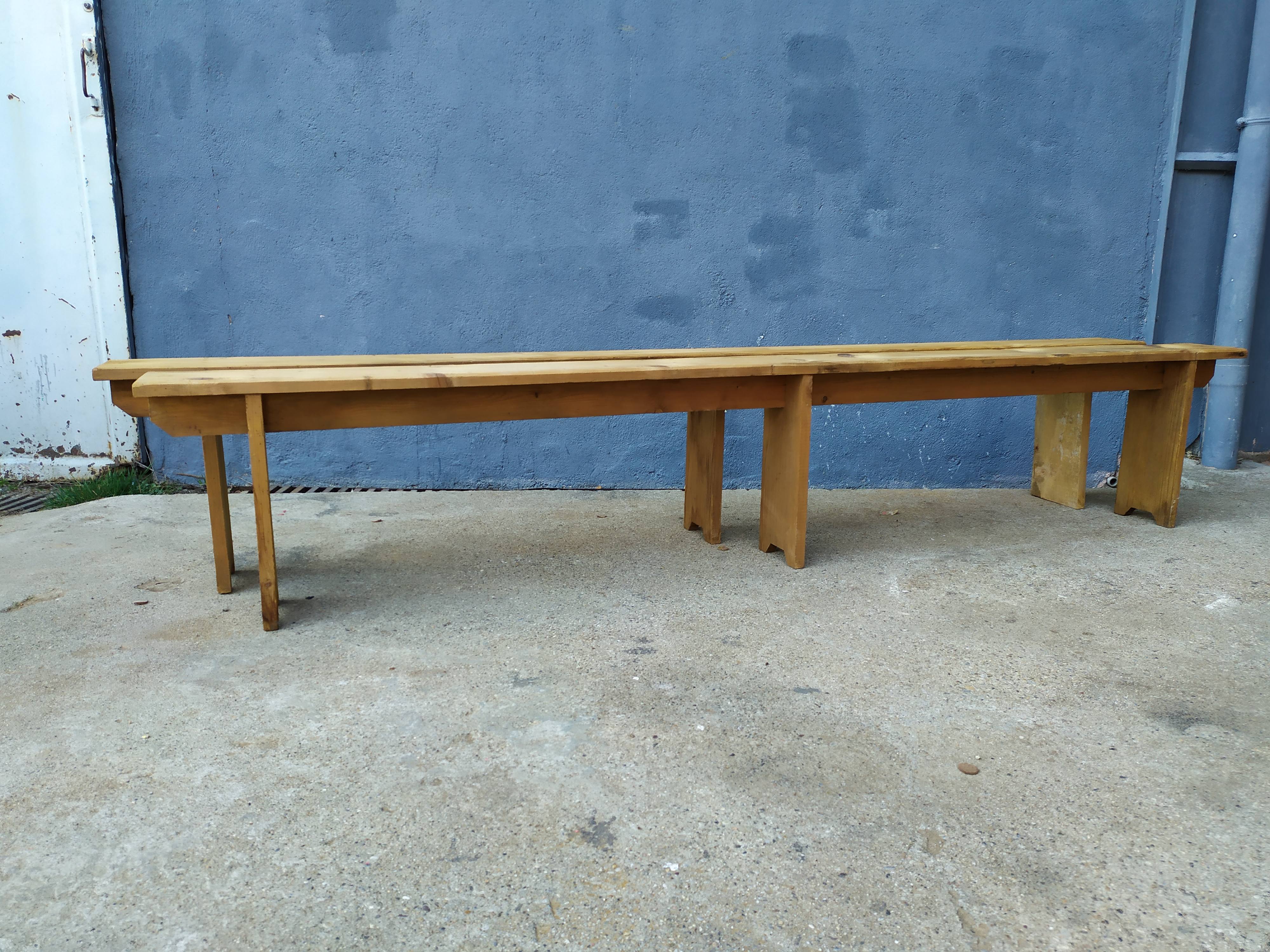 Pair of solid wooden farm benches