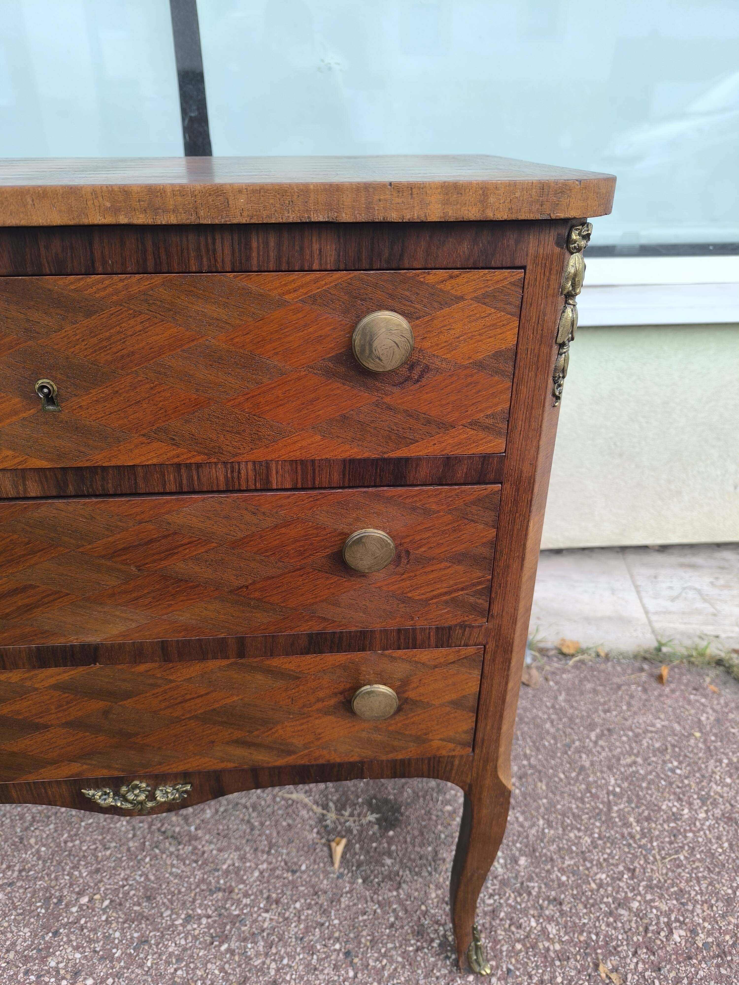 Small Louis XVI Style Marquetry Chest of Drawers Circa 1930/1950