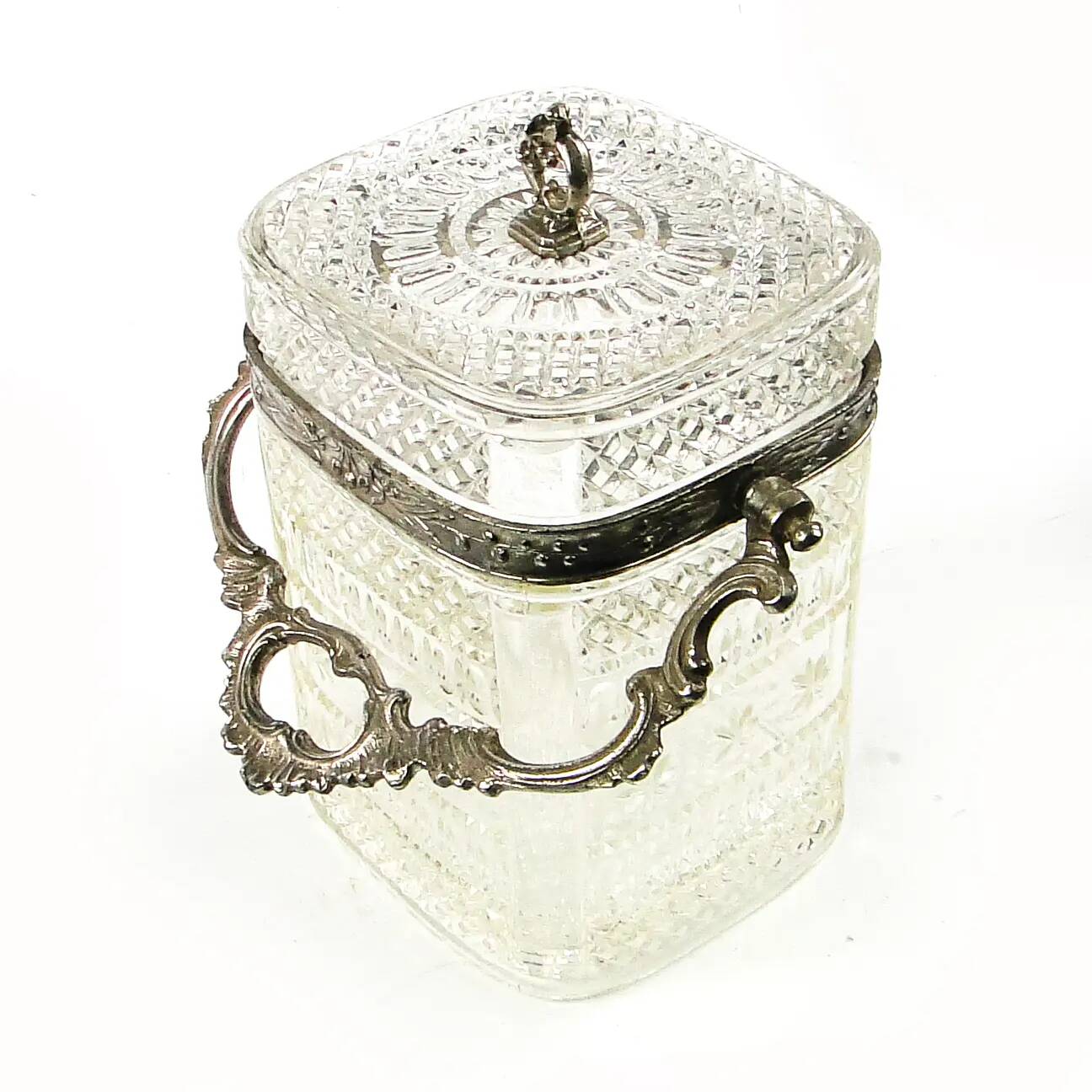 Boîte à thé, rococo, verre pressé, étain, France, début du XXe siècle