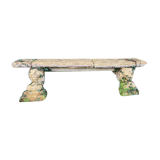 Antinque hamstone bench with lion support