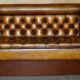 Pair of Victorian Chesterfield pub benches in leather.