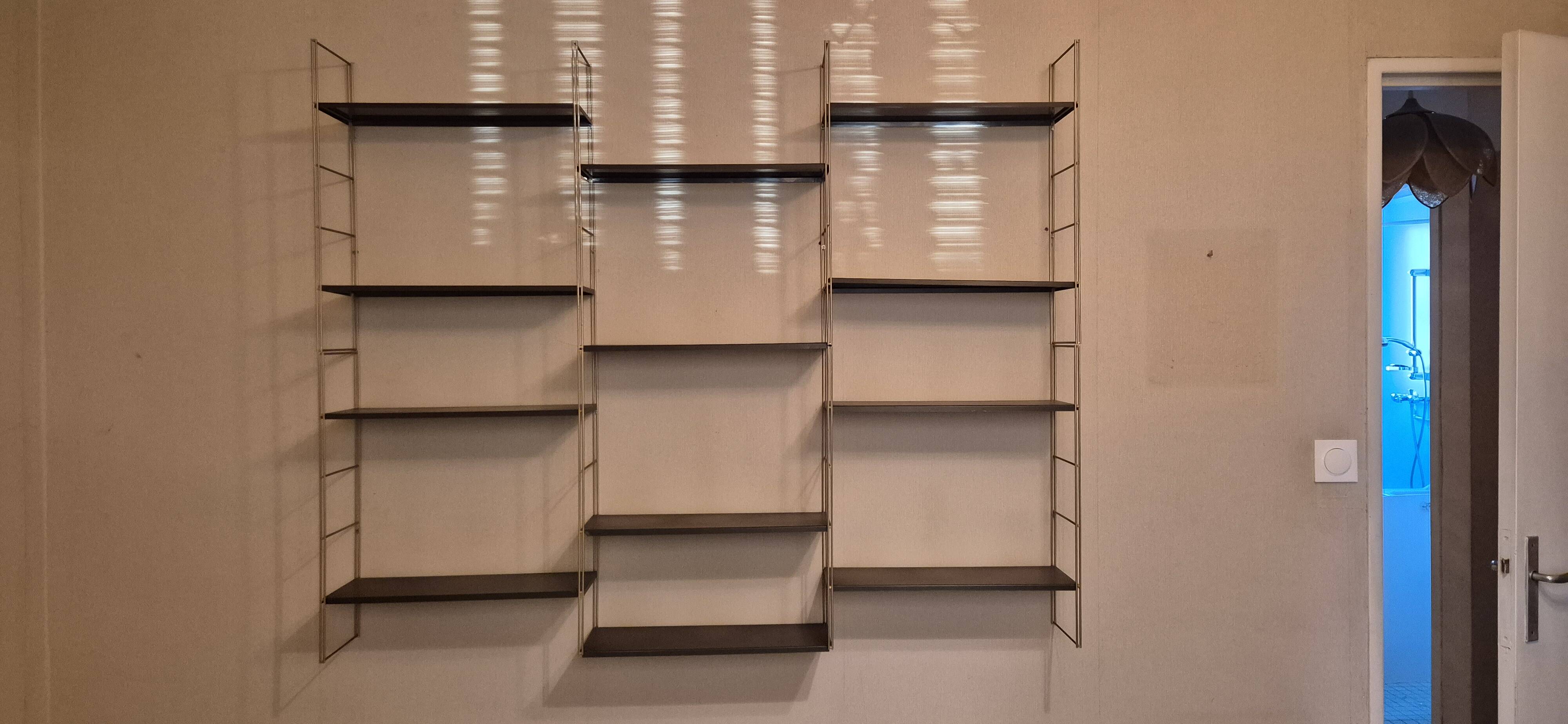 1960s IRON AND SHEET METAL WALL SHELVES