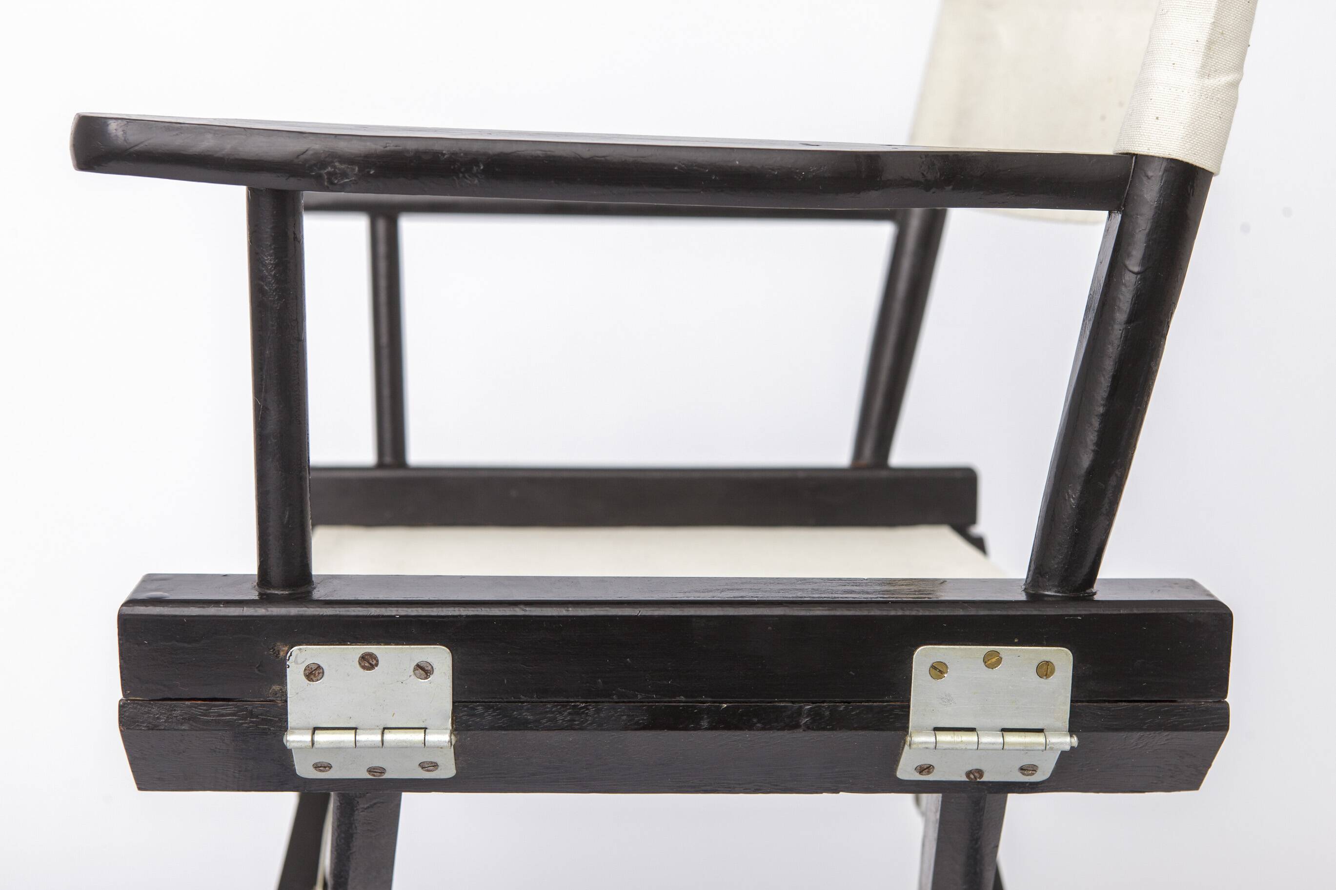 Pair of Vintage Director’s Chairs, 1970s Folding Chairs, Black Beech Wood