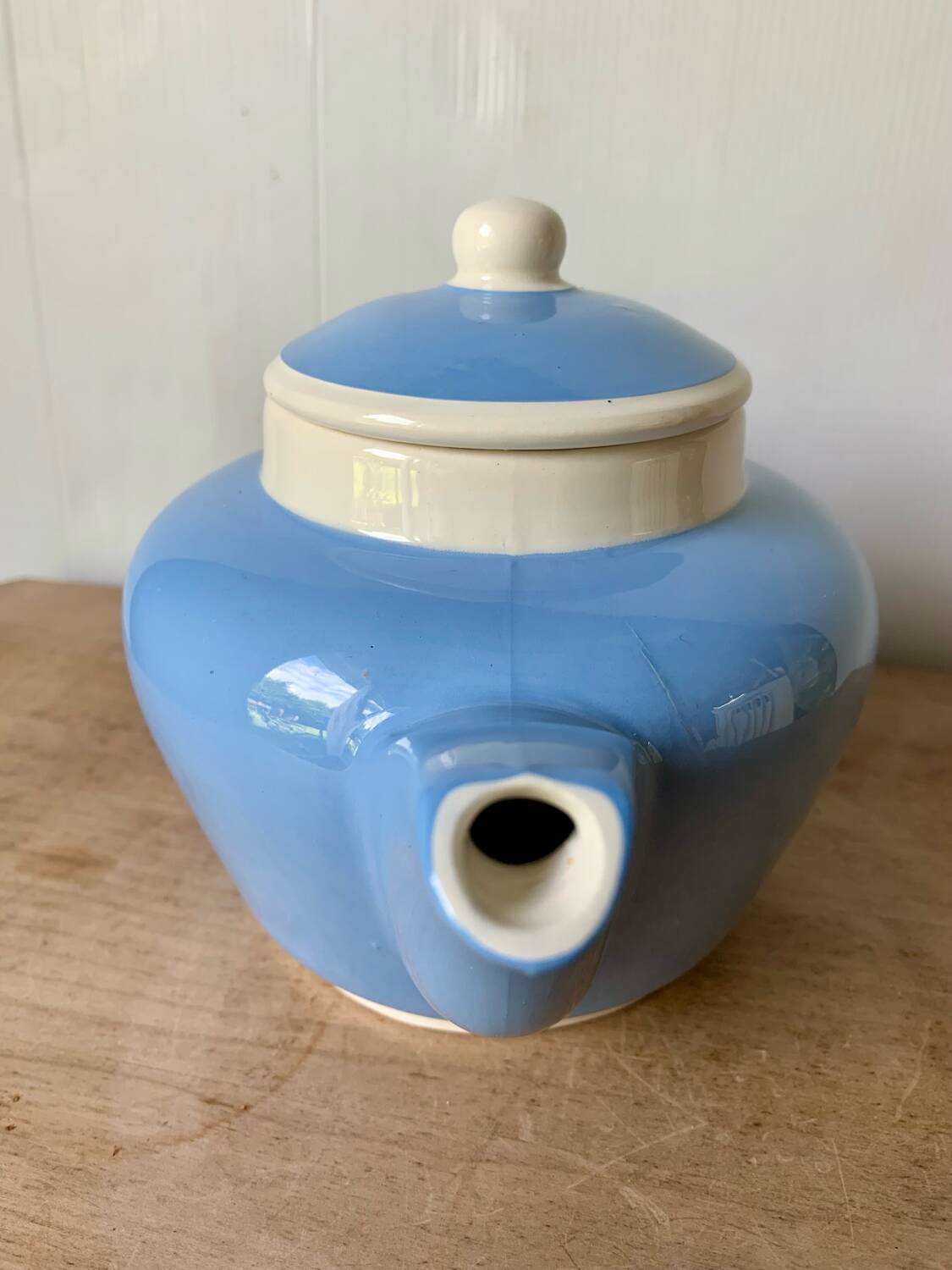Old sky blue Digoin coffee maker