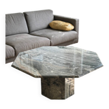 Table basse octogonale en marbre vintage italien en vert gris chaud