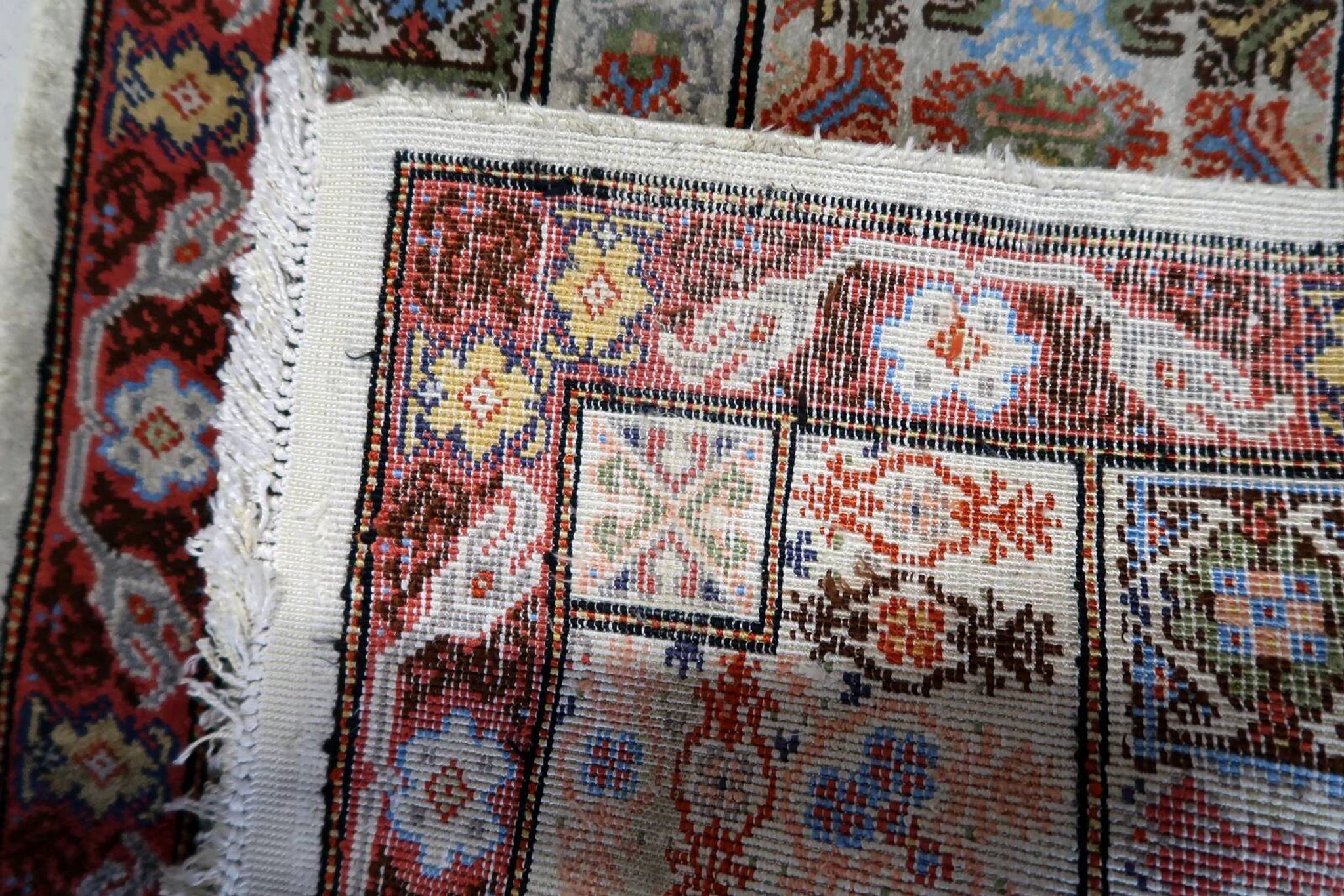 Handmade vintage Tunisian silk rug 51cm x 97cm, 1970s