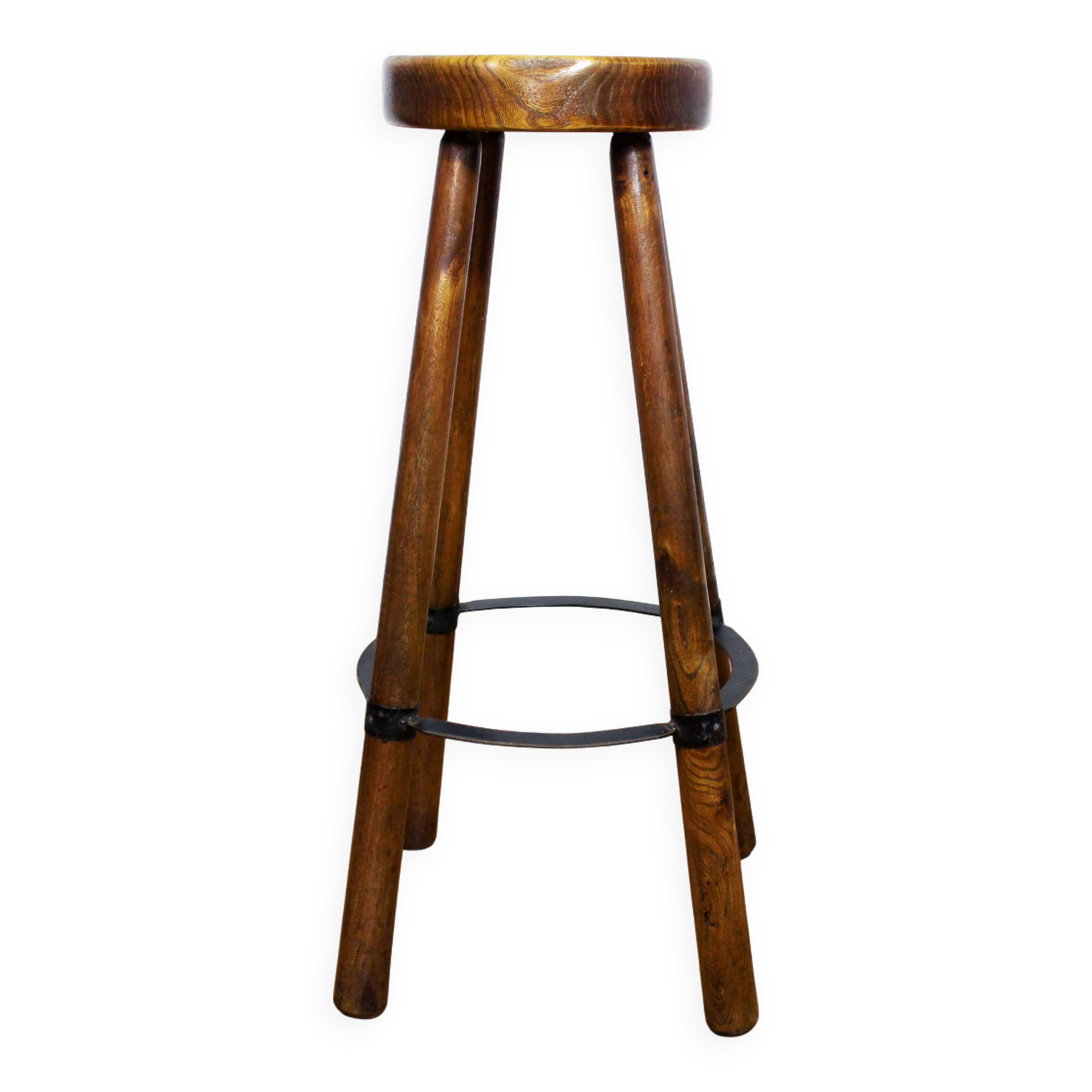 High stool in solid wood