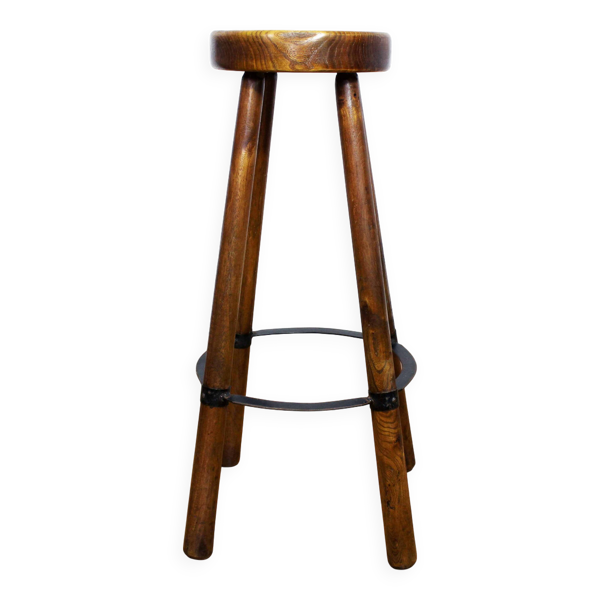 Tabouret haut en bois massif