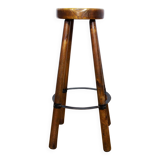 High stool in solid wood