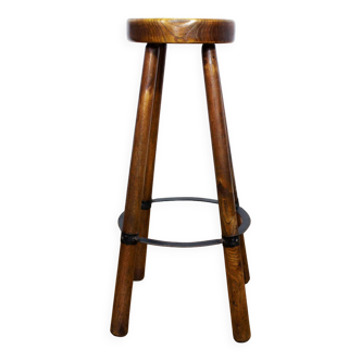High stool in solid wood