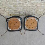 Pair of office chairs in chromed metal and skaï, 60s