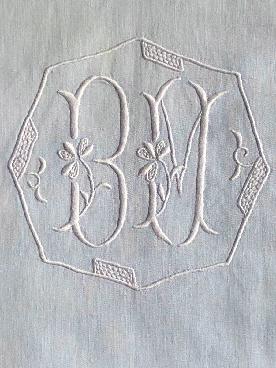 Drap Ancien En Lin Et Coton Bleu Azur