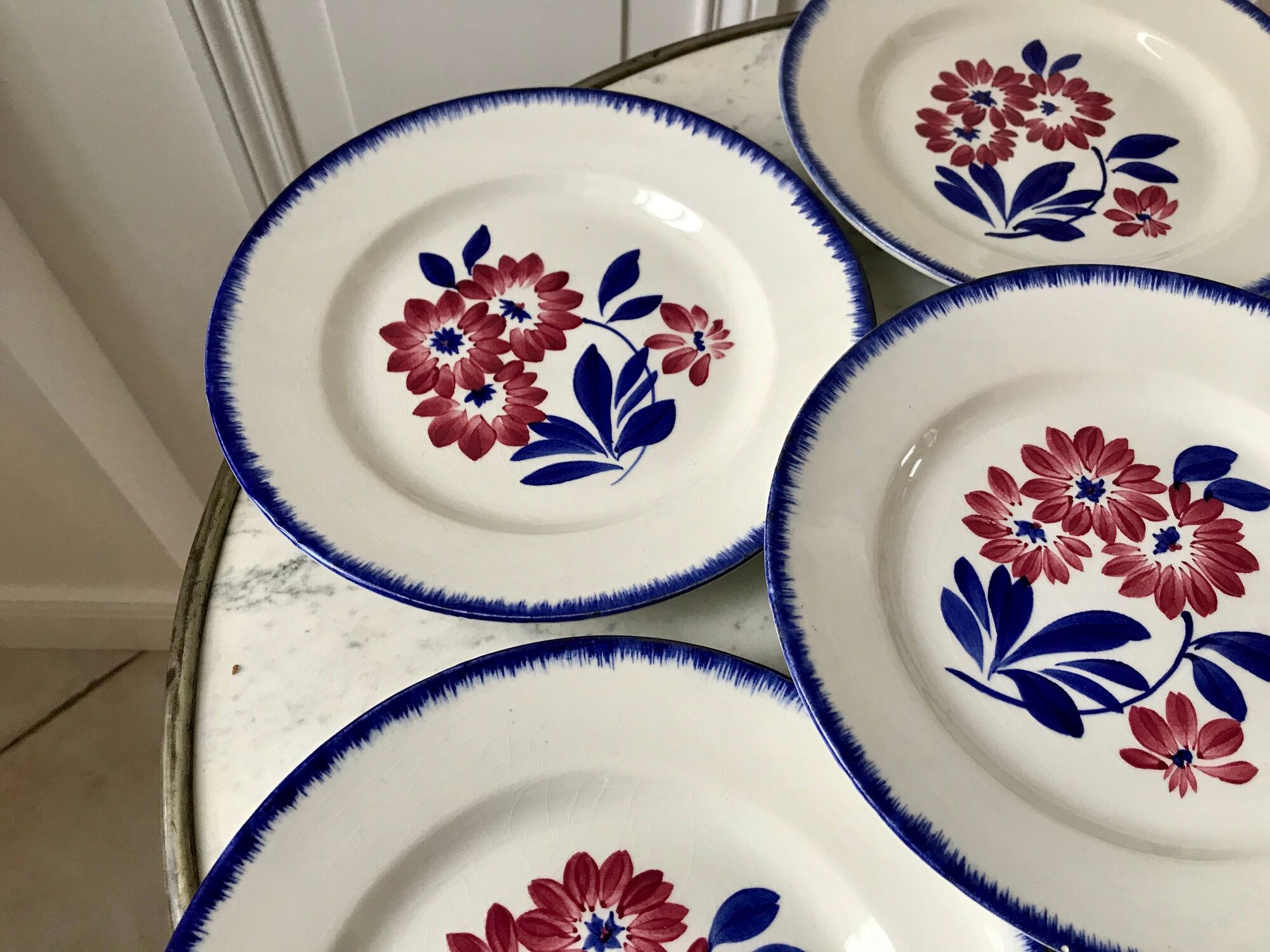 Set of 6 dessert plates gien model "cancale" 40s