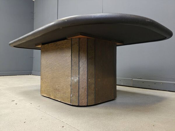 Table basse brutaliste en pierre d'ardoise, années 1980