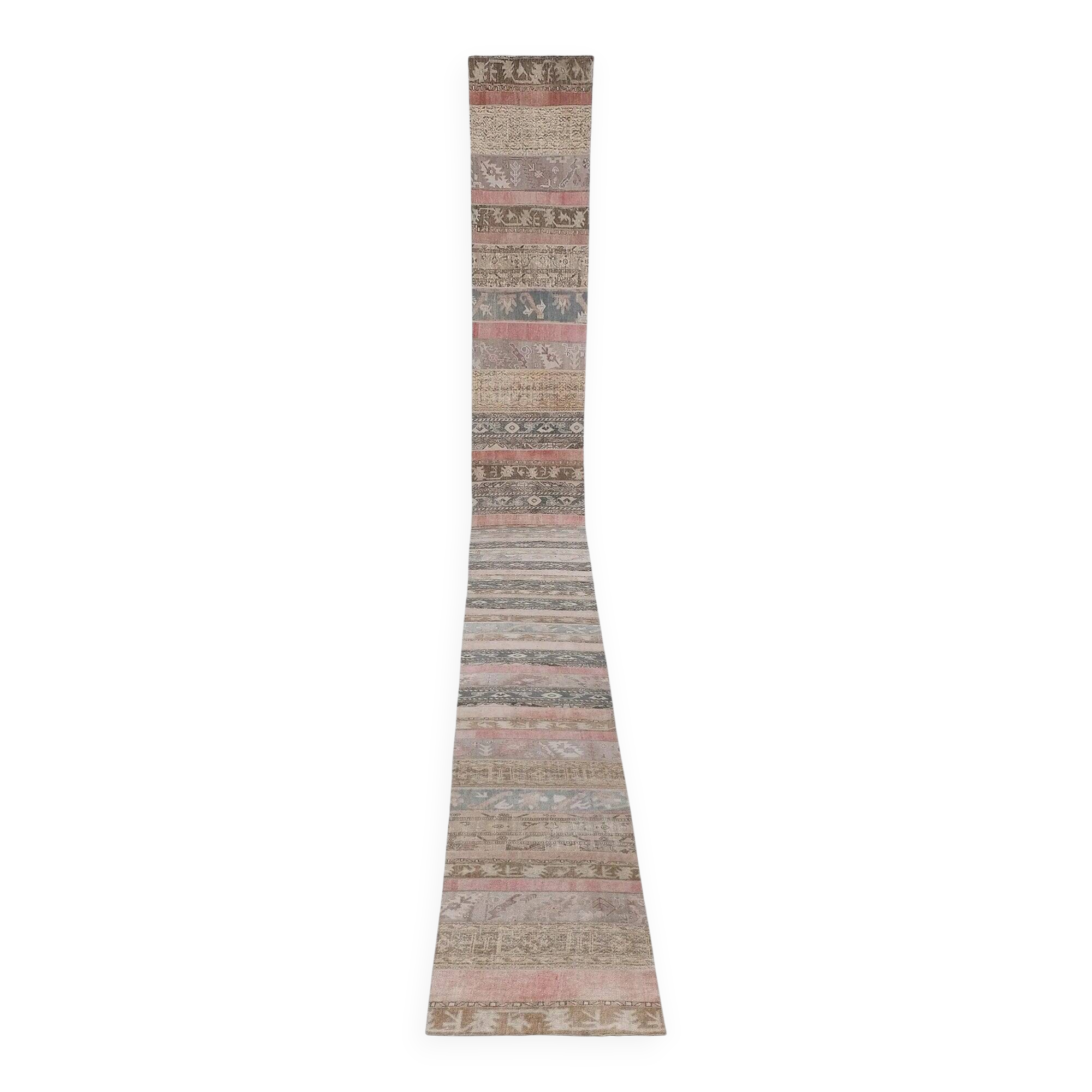 Vintage Turkish hallway rug 73x992 cm
