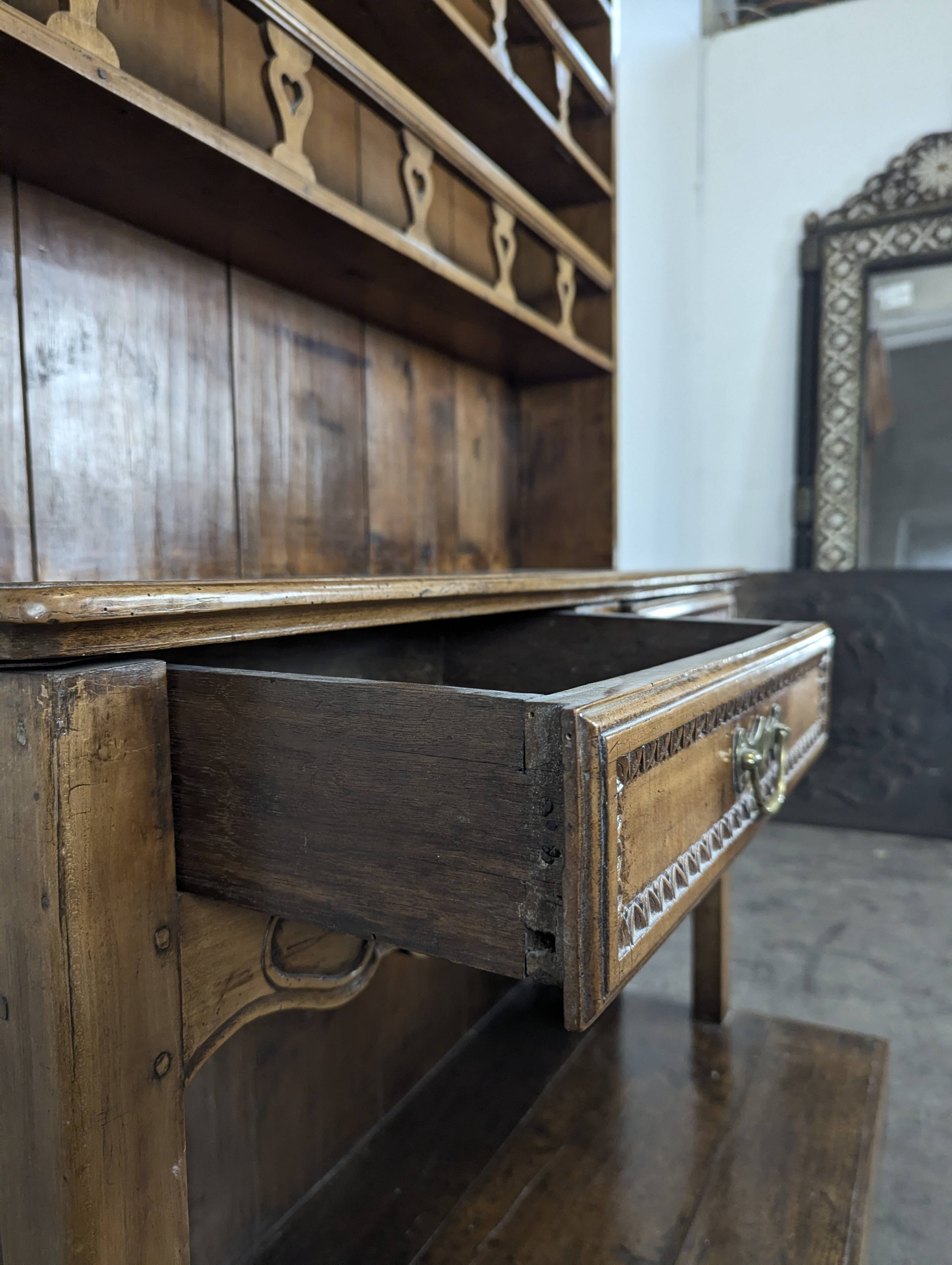 Cherry wood draining dresser with two drawers