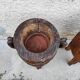 Pair of antique brutalist planters, Savoyard folk art